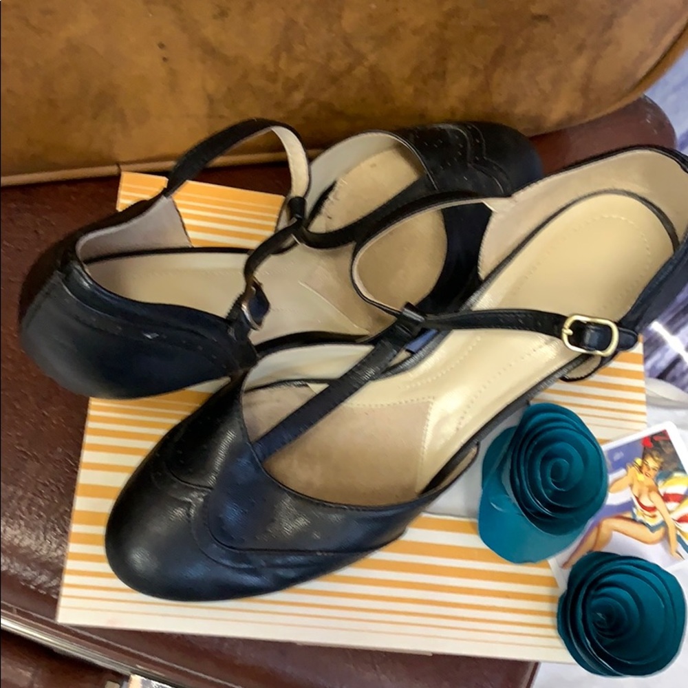 T-Strap Black Heels